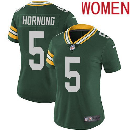 Women Green Bay Packers #5 Paul Hornung Green Nike Vapor Limited NFL Jersey->women nfl jersey->Women Jersey